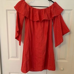 Red Jessica Simpson Off-The-Shoulder Dress!